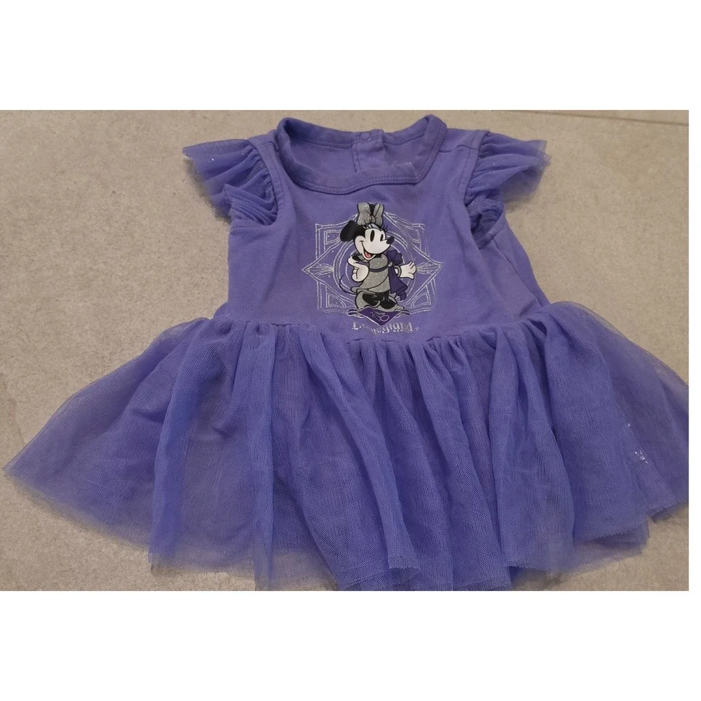 Disney 100th Anniversary Minnie Mouse Tutu Bodysuit Purple 12-18M Disneyland